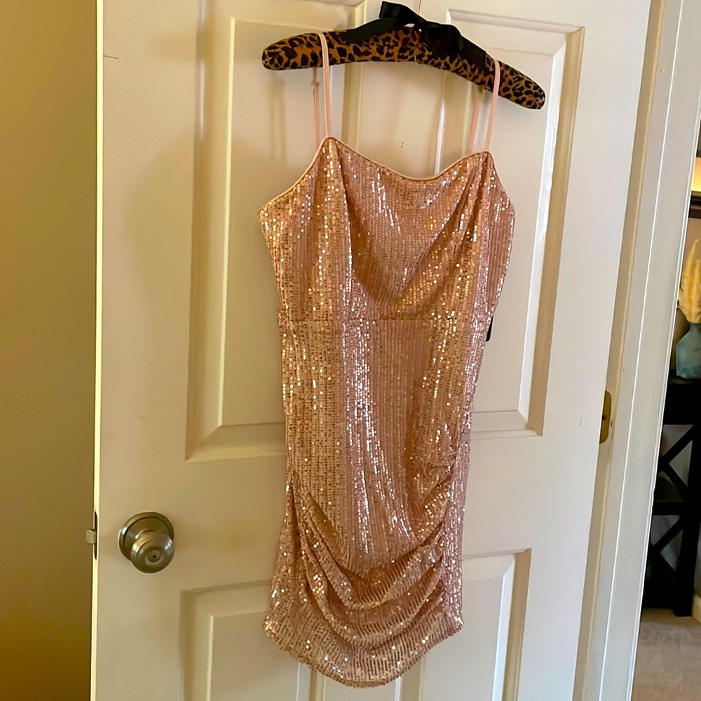 SHEIN Pink Sequin Mini Dress